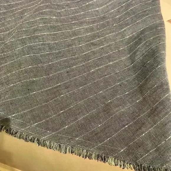 ATM Womens Linen Halter Adjustable Fringe‎ Stripe Midi Dress blue gray small - Picture 6 of 11